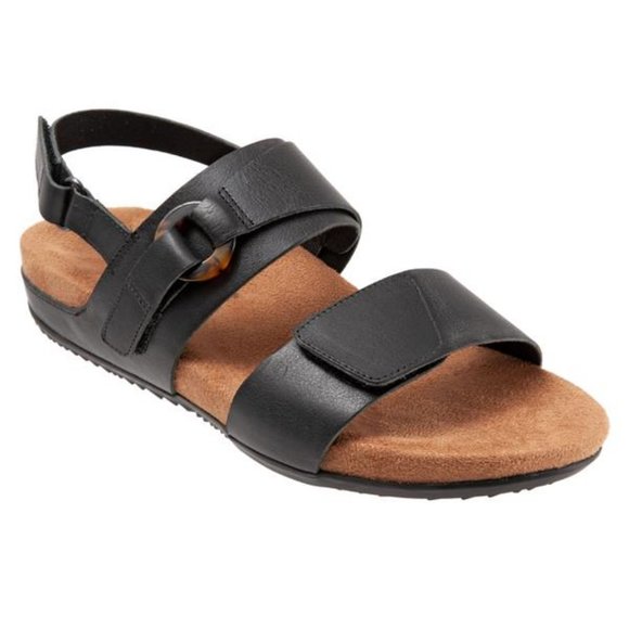 SoftWalk Shoes - SoftWalk New BENISSA Comfort Arch Wedge Leather Sandal Black NIB Women's 10.5